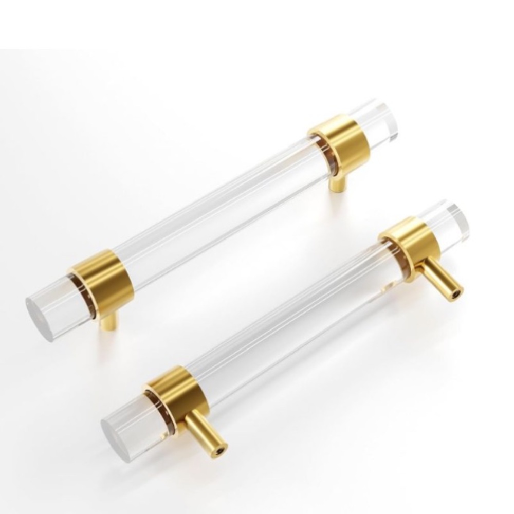 Acrylic & Brass Cabinet Pulls -Set of 4